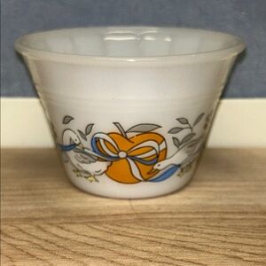 Vintage Indopal Milk Glass Custard Cups: Goose and Pumpkin Motif Indonesia